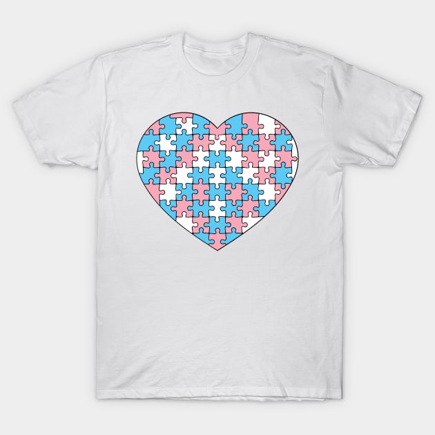 Puzzle Heart - Trans Pride Colors T-Shirt by LaLunaWinters